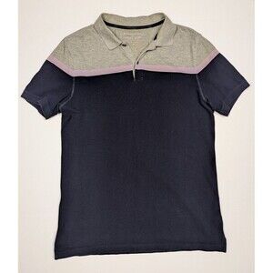 Banana Republic Organic Cotton Short Pique Polo Mens Gray Black Pink Medium